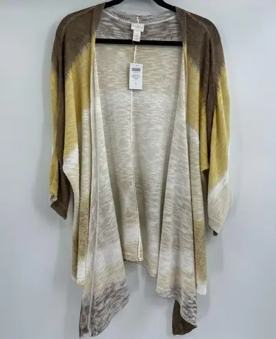 Chico's  Brown Yellow Beige Ombre Open Front Cardigan Sweater Size 1 small Nwt
