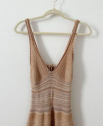 Torn By Ronny Kobo Darcey Snowy Knit Crochet Dress in Lark and White Medium