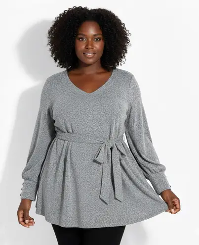 Lane Bryant  Tie Waist Knit Sweater Womens 18/20 Gray Stretch Classic