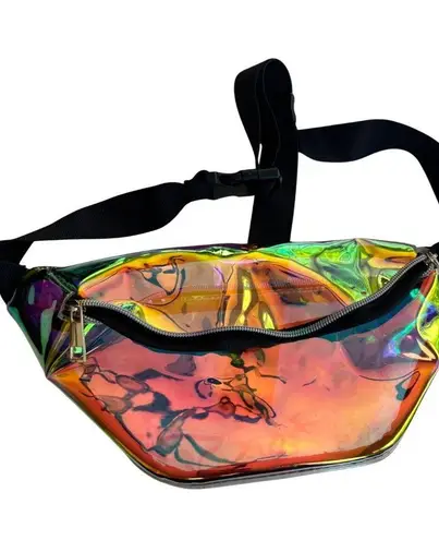 Holographic Iridescent Waist Bag With Adjustable Strap