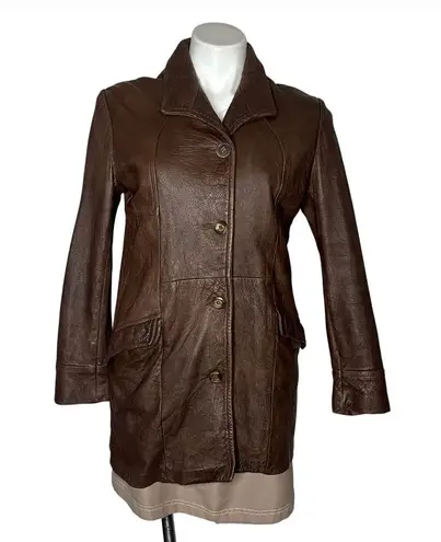 LEATHERS By NEW ENGLAND Sports Wear Brown Leather Jacket Half Belt VINTAGE