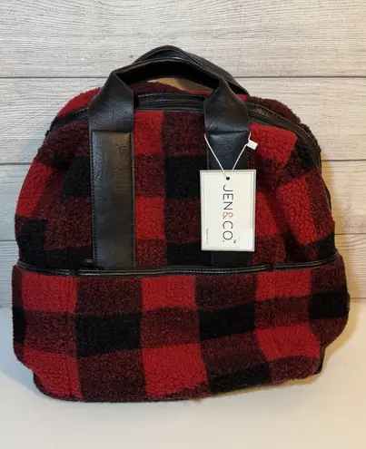 Jen & Co. HATTIE Sherpa Guitar Backpack In Red Black