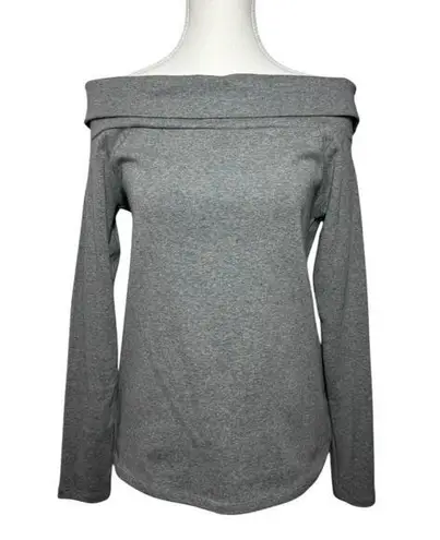 J.Crew Sweater Women M Gray Off Shoulder Long Sleeve Soft Stretch Knit Cotton Size M