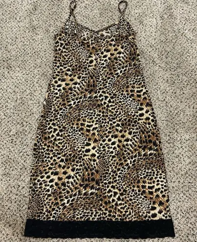 Leopard Print Dress with Black Trim Brown