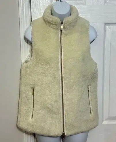 J.Crew  Womens Plush Vest Faux Fur Warm Sherpa Full Zip White Cream size XS