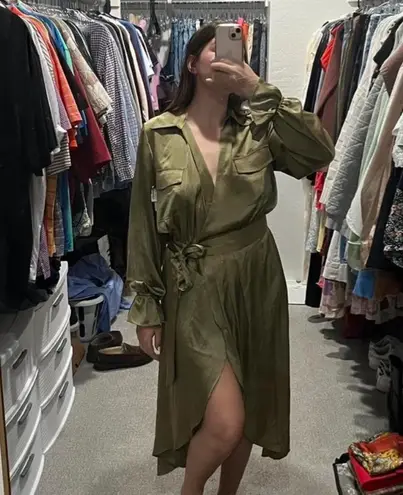 Ramy Brook Laney Satin Midi Dress Soft Green 8