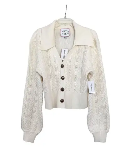 Alexia Admor Hazel Ivory Cable Knit Button Front Cardigan Sweater Size XL NWT