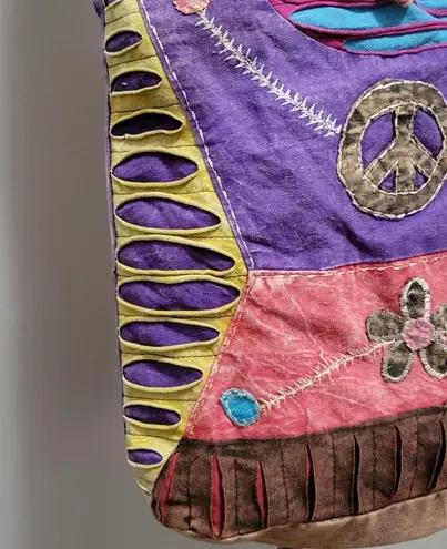 Colorful boho razor cut crossbody sling cotton bag