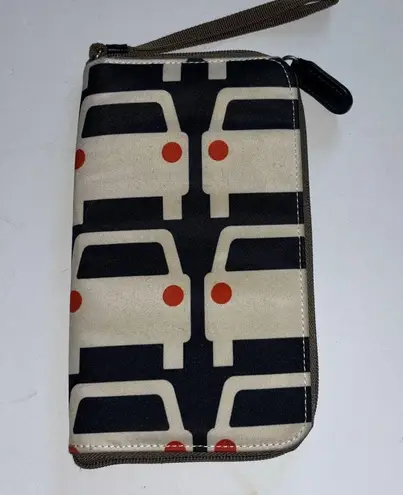 ORLA KIELY BLACK& CREAM CANVAS TRAVEL BAG CAR DESIGN GREAT FOR TRAVEL DOCUMENTS Black