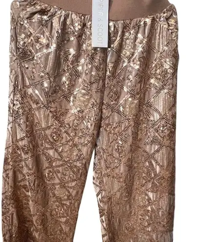 Piper & Scoot Women's Gold Sequin Velvet Dress Pants Size S Party