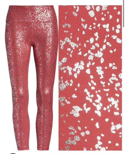 Sweaty Betty Goddess 7/8 Workout Leggings in Red Terrazzo Foil Print Size Medium