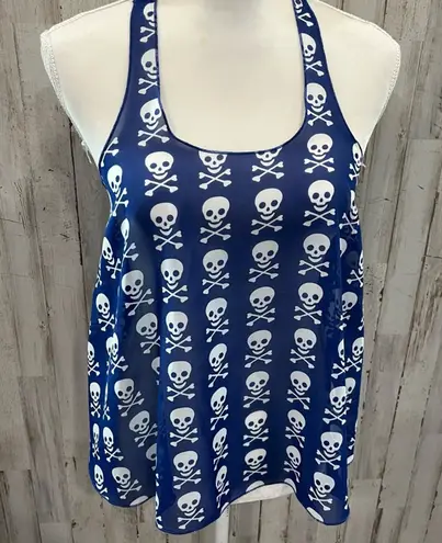 Vintage Havana Blue Sheer Tank Top Blue Skull & Crossbones Womens Small