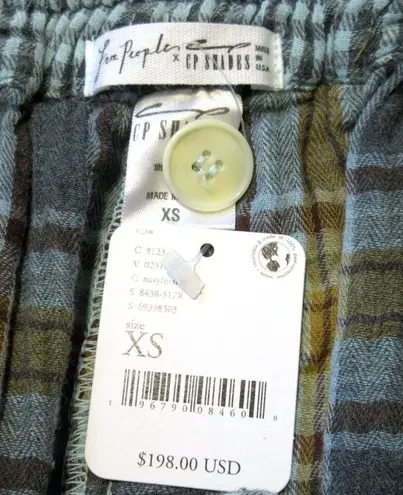 CP Shades NWT Free People x Lourdes Trouser in Blue Gray Gingham Plaid Pants XS