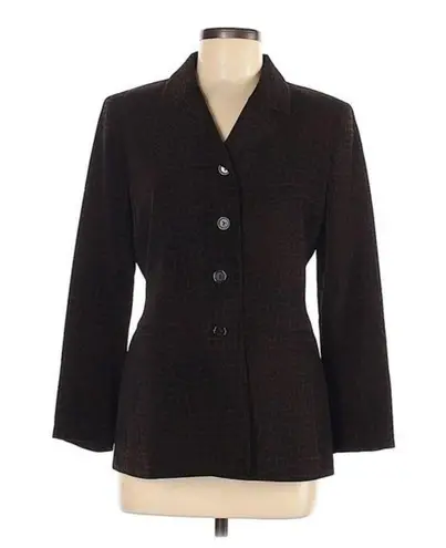 Le Suit Blazer Size 6 Petite Animal Print Black Brown Black Brown Collared Sz 6P