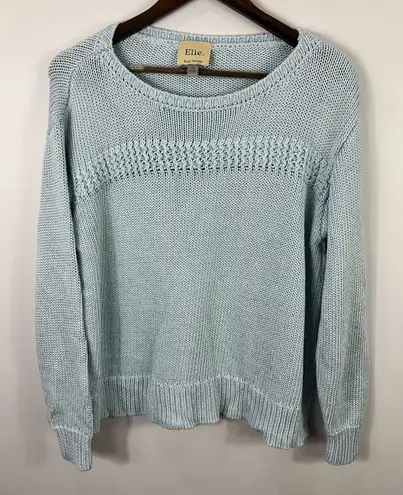 Elie Tahari Elie Tahari Sweater Womens L Blue Knit Pullover Minimalist Quiet Luxury Preppy