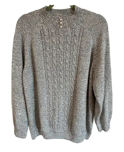 Rebecca Malone 2X Knit Sweater Pearl Button Back Detail Mock Neck Pullover