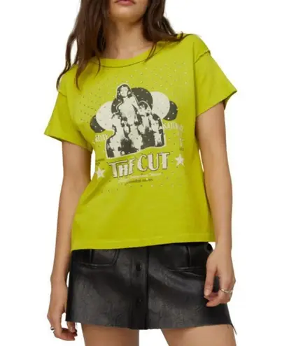 Daydreamer NWT The Cut Rhinestones Reverse GF Tee in Sour Apple Green