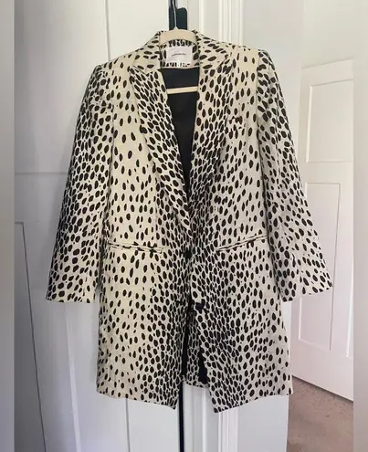 Emerson Fry Wingtip Leopard Linen Jacket Long Coat Black Size 2