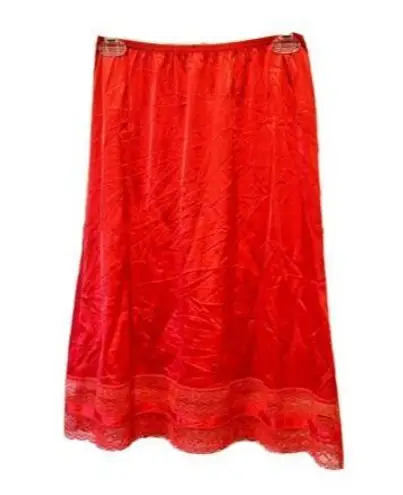 Vanity Fair VTG Lace Retro Red Satin Nylon Half Slip Anton III - Size S