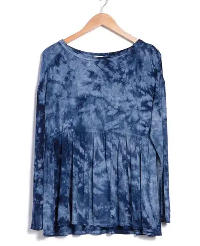 Baea Peplum Tunic Navy Tie Dye Top Sweatshirt Size L NWT $88 Size L