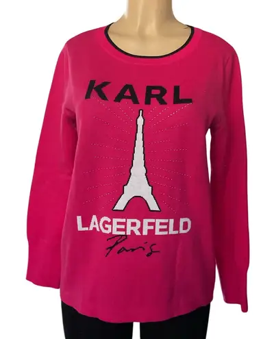 Karl Lagerfeld Paris Hot Pink Eiffel Tower Sweater – Size M Size M