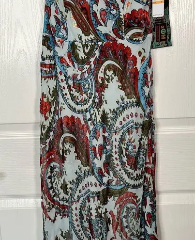 2OH Two Old Hippies Jean Marie Velour Paisley Print Maxi Dress Sz S Blue Red Boh