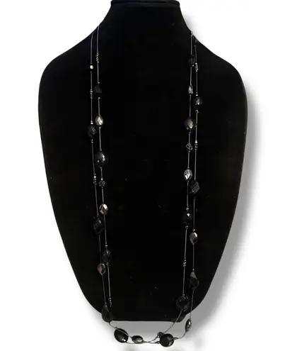New York And Company long double strand stationed bead necklace