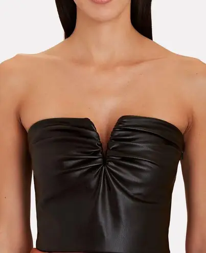 Alix NYC Portia Strapless Vegan Leather Bandeau Crop Top Black Women's Size M