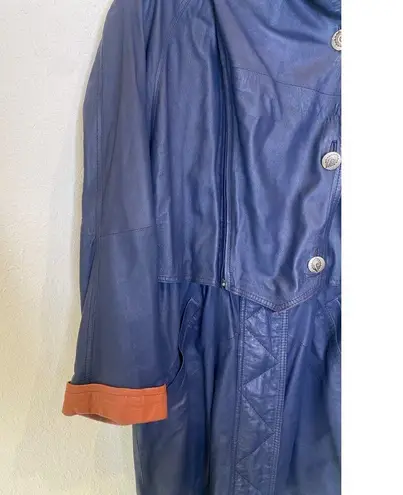 Vintage 1980’s Buttery Leather Jacket Brown & Navy by M. Bogner Sz Lg