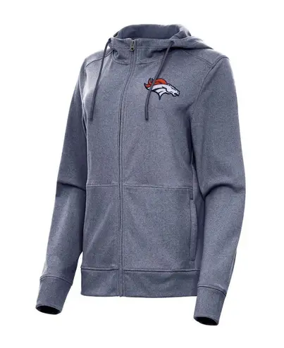 Antigua NFL Denver Broncos Seeker Full-Zip Hoodie Jacket, Heather Navy sz. L