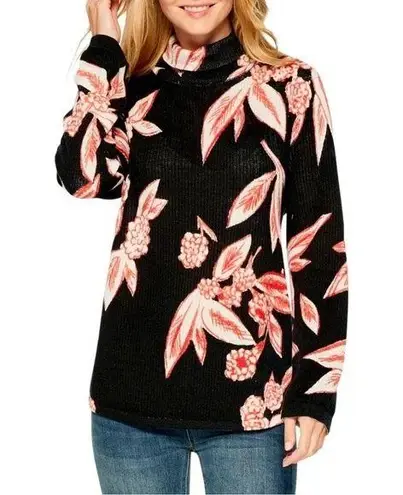 Nic+Zoe NWT Sweater Flowering Tundra Turtleneck Black Multi Size Medium NEW - Image 1