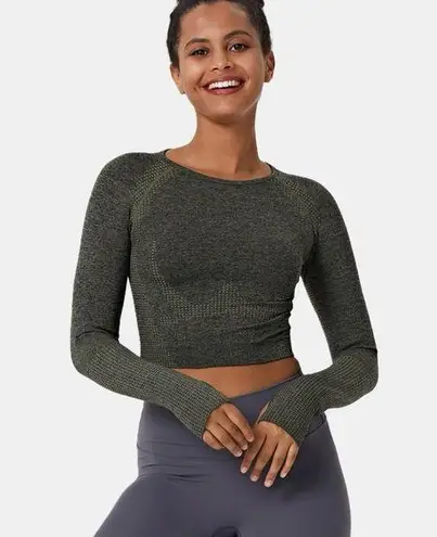 Halara  NEW Seamless Flow Cropped Sports Yoga Top ~ Midnight Green ~ NWT Size M