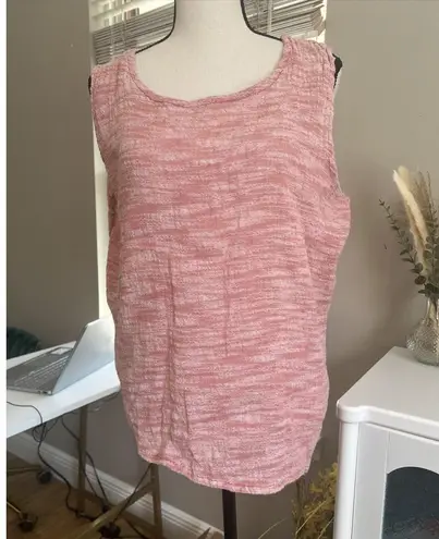 Flax Linen/cotton Sleeveless Tunic Tank Top Red Lagenlook Women's Size Large