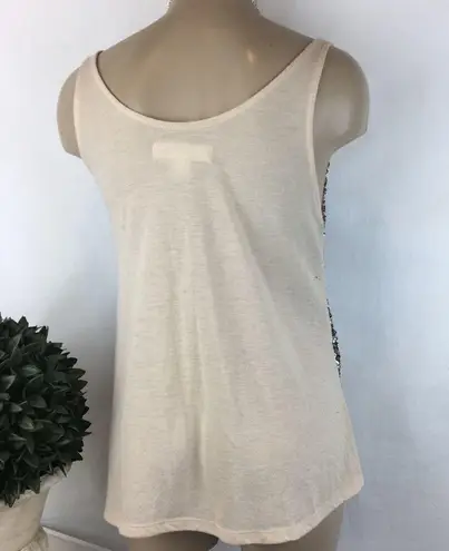 Decree  Tan & Gold Sequins Embellished Tank Top M