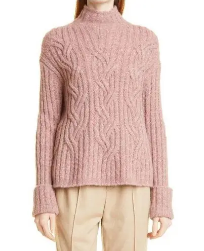 Vince  Rose pink Mirrored Cable turtleneck wool sweater L NWT