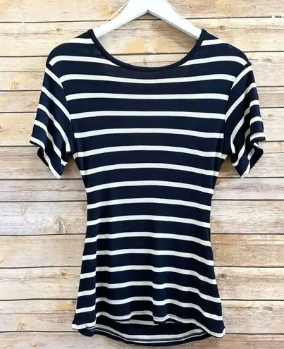 Ella Moss Top Women’s Size Medium Nancy Twist Back Cutout Blue White Stripe NWT