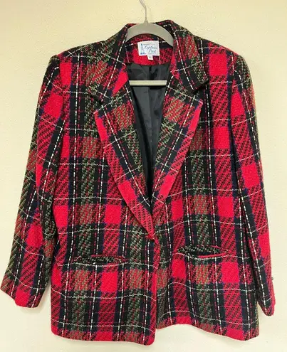 Plaid Red and Black Women's Blazer made in USA Size M
