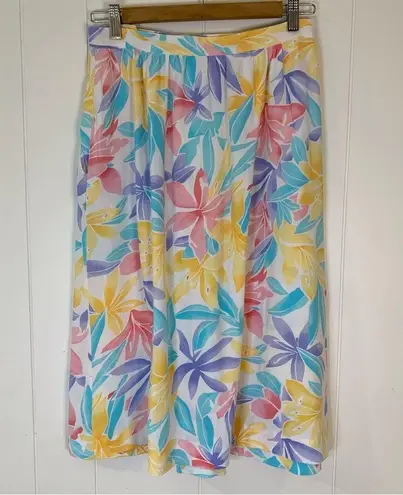 Jaclyn Smith Vintage Pastel Tropical Floral Print Skirt 12