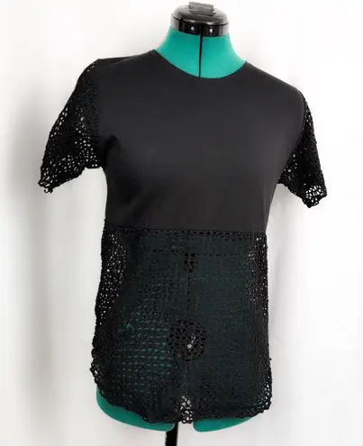 Vintage USA made Busy Body USA Made Partial Mesh Black Top Small