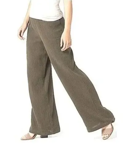 Lisa Rinna Collection Brown Crepe Gauze Muslin Full Length Wide Leg Pants Size 26W