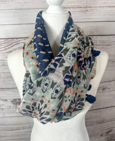 Stella & Dot Reversible Lightweight Mosaic Infinity Tassel Scarf, EUC, One Size