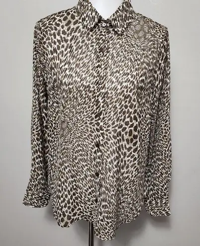 Liverpool Brown Animal Print Inverted Pleat Button Down Size Medium