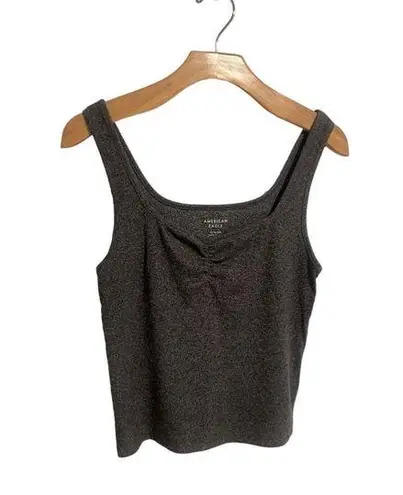 American Eagle Tank Top Women's XL Gray Cropped Cinch-Front Casual Ribbed NEW thumbnail 1
