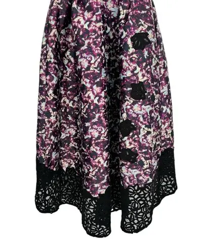 Monique Lhuillier ML Dark Floral Alex Dress size 4 High Low Midi Lace Sleeveless