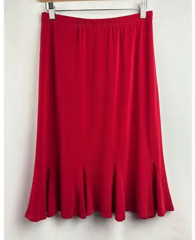Susan Graver Womens Red Flared Skirt XXS Polyester Spandex Blend