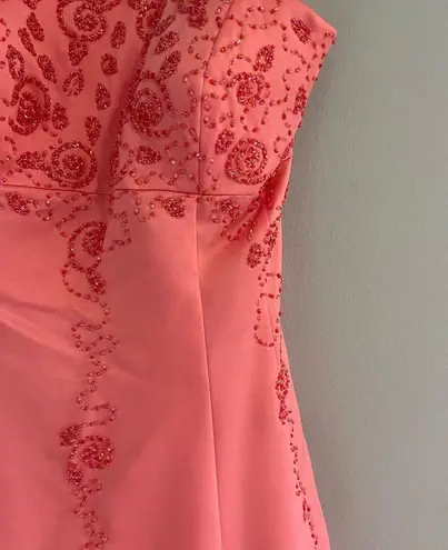 Cache Women’s Vintage pink rhinestones strapless  prom dress size 9/10