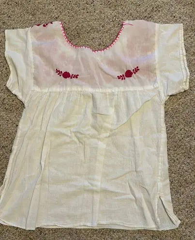 Pink and White Handmade top Size M