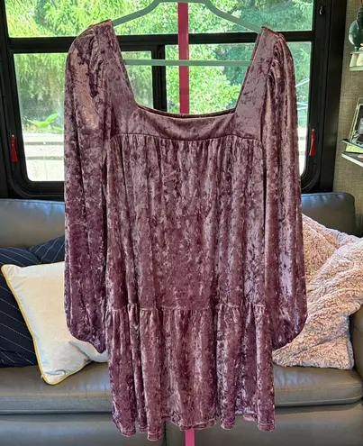 Jacqui E Velvet Dress in Deep Purple Large