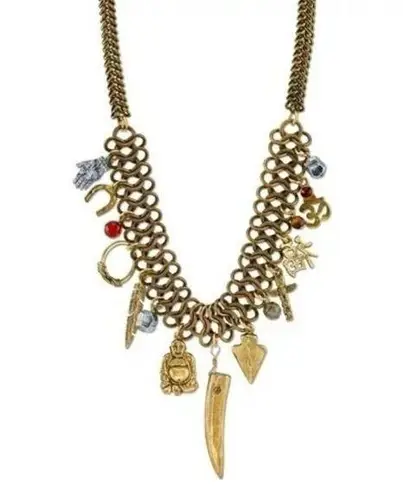 T.R.U. Lucky Eastern Charms Vintage Chain Necklace in Gold MSRP $85 NWT