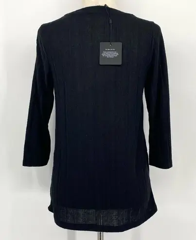 Bobeau NWT Wide Rib Crew Neck Side Slit Top Black Size Small Knit Casual